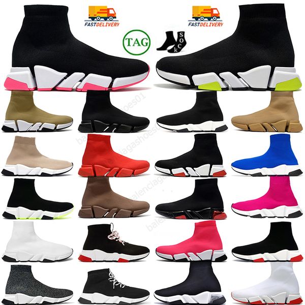 Socken Schuhe Designer Paris Speed Trainer 1.0 2.0 Runner Boost Clearsole Triple Black White Grey Yellow Graffiti Tennis Loafers Plate-Forme Markengröße EUR36-45