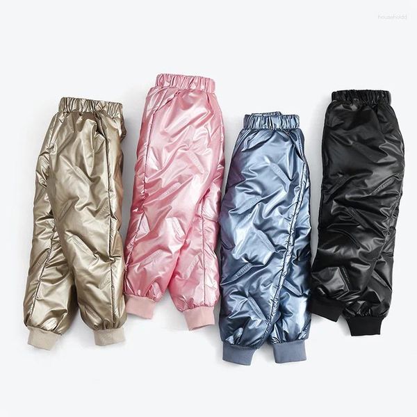 Calças leggings de inverno para meninas da criança sólido para baixo algodão à prova de vento calças de neve crianças meninos engrossar quente roupas adolescentes 11 12y