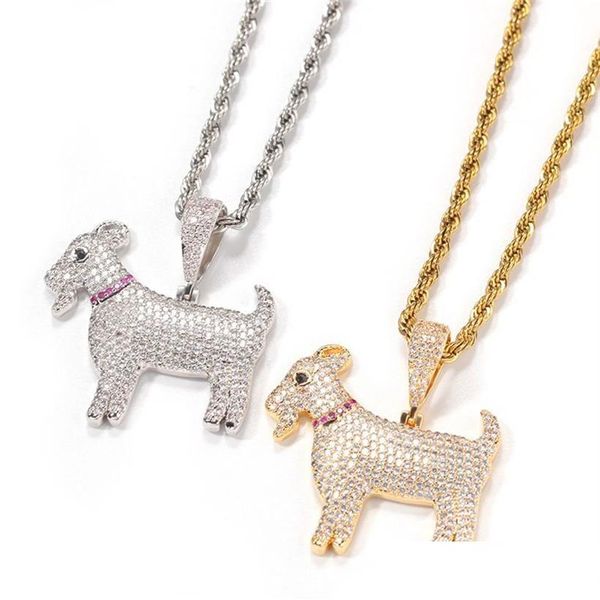 Ожерелья с подвесками, милое мужское и женское ожерелье, золотые цвета, Bling Cz, бриллиантовая коза для мужчин, хороший подарок302E, Прямая поставка ювелирных изделий Penda Dh72M