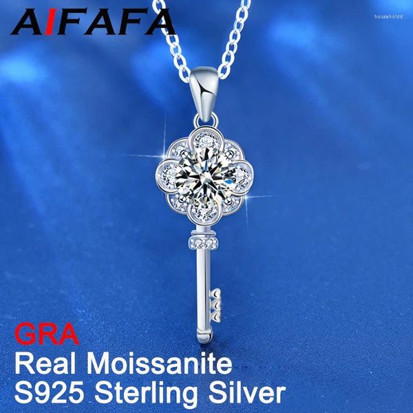 Anhänger AIFAFA Echt 1 D Farbe Moissanite Schlüssel Anhänger Halskette Für Frauen S925 Sterling Silber Hals Kette Schmuck Pass Diamant Test