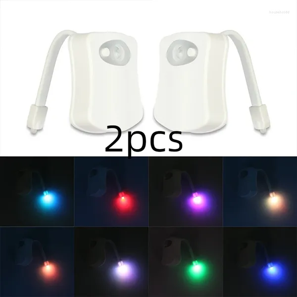 Gece Işıkları 2 PCS LED Tuvalet Işık PIR Hareket Sensörü Lambası 8 Renkler Arka Işık WC Kase Koltuk Banyo Çocuklar için