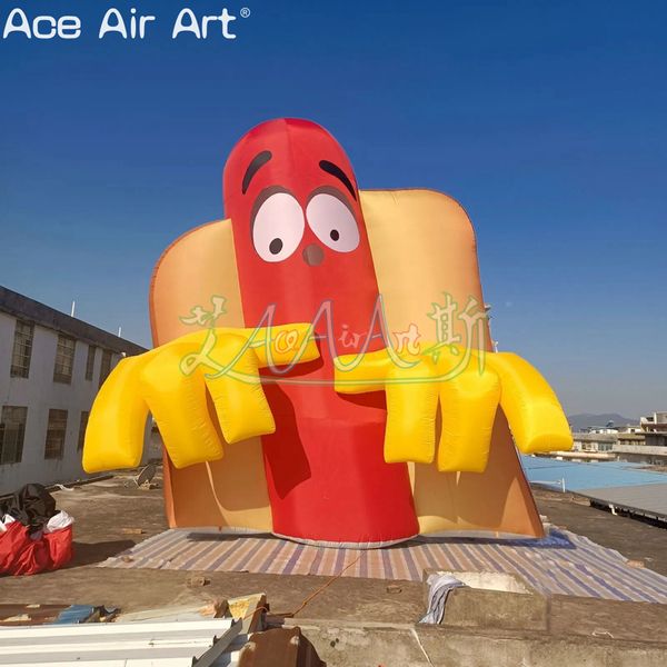 5m 16,4ft hoch Großhandel Ein malerisches aufblasbares Hot-Dog-Modell mit Fingern für Eventdekoration oder Restaurantwerbung