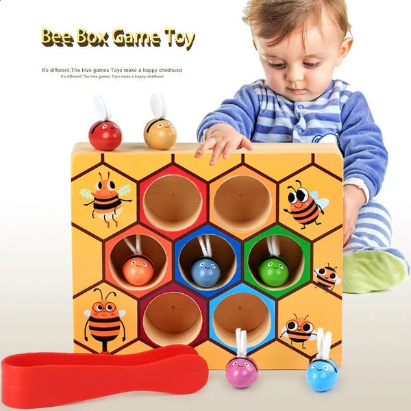 3d madeira inclinada brinquedos educativos crianças montessori educação precoce colmeia jogo infância cor cognitiva clipe pequeno brinquedo abelha 240131