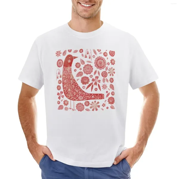 Polos masculinos Nordic Bird T-shirt Oversized Verão Top Blusa Roupas Peso Pesado Camisetas Para Homens