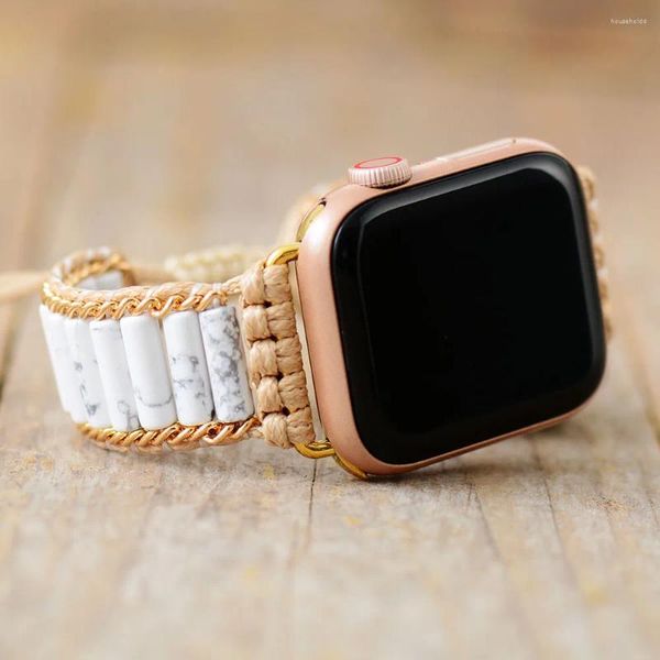 Cinturini per orologi Cinturino in pietra naturale Aple 38mm / 44mm Bracciale per smartwatch con cinturino in rilievo vegano Bohemia per accessori Iwatch Serie 1-7