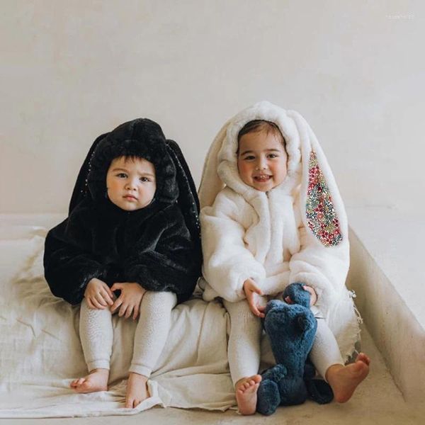 Coppa di moda in pile di moda giù per bambini spessi per bambini da 1-7y per bambini caldi con cappuccio con cappuccio per bambini lunghi ragazzi outwear ragazzi ragazzi inverno