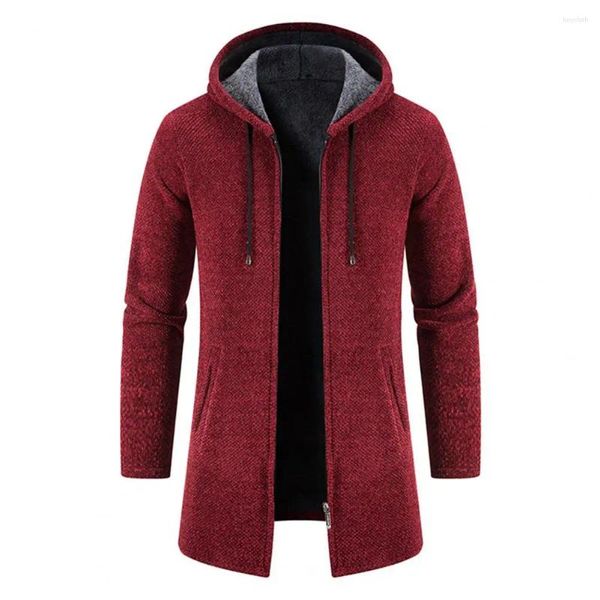 Herren Trenchcoats Männer Lange Sweatercoats Winter Mit Kapuze Strickjacken Pullover Mode Outwear Lässige Wolle Liner Dicker Warm