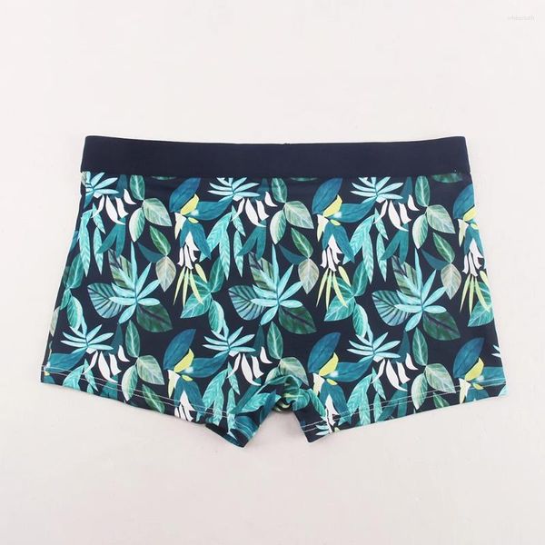 Unterhosen Männer Badehose Hohe Taille Hawaiian Stil Gedruckt Boxer Briefs Ausbuchtung Beutel Unterwäsche Shorts Atmungsaktive Höschen Slip Homme