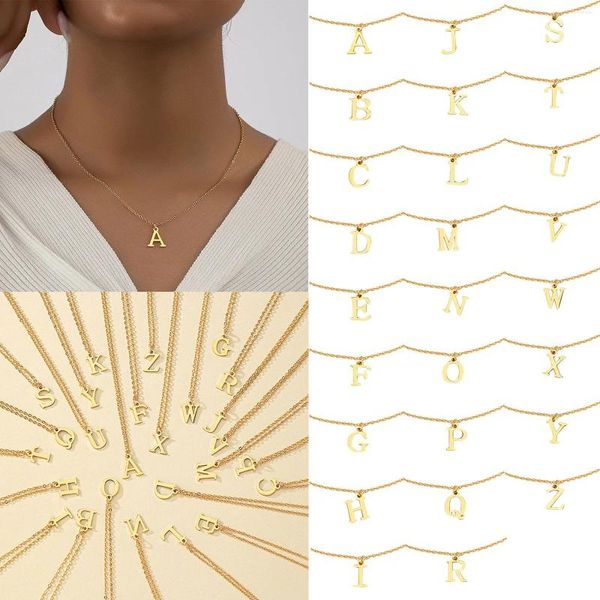 Correntes colares para mulheres corrente encantos colar pingente letras de metal jóias corte único nome moda