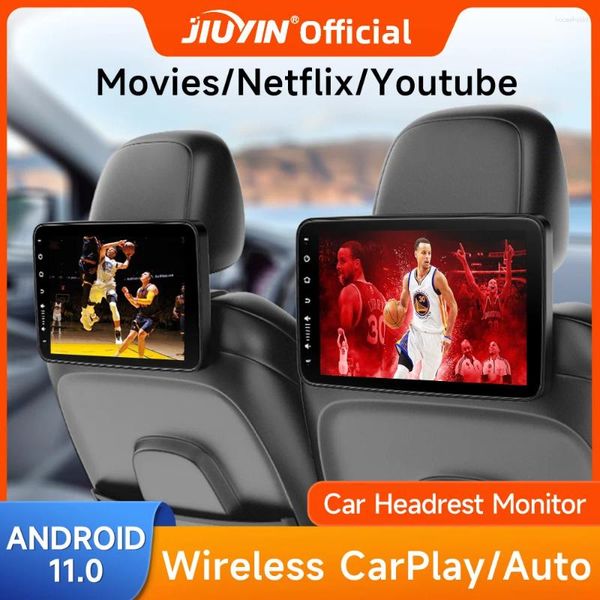 Monitor de encosto de cabeça ips android tablet tela sensível ao toque para jogador de assento traseiro do carro carplay/automático/youtube música de vídeo on-line