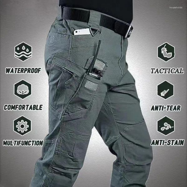 Calças masculinas mens tático múltiplo bolso elasticidade militar urbano commuter tacitcal calças homens à prova dwaterproof água carga pant 6xl