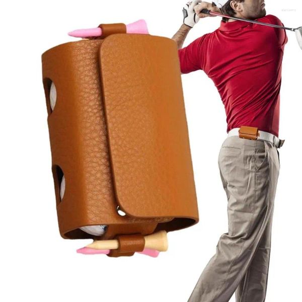 Accessori per l'allenamento del golf Borsa per palline Borsa per la vita portatile Borse per esterni Custodia da viaggio in pelle PU per lo sport Contiene 2 palline e 4 tee