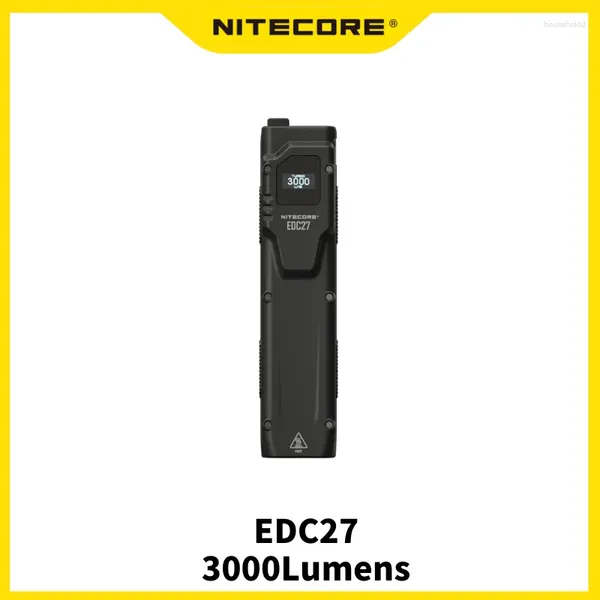 Lanternas Tochas Nitecore EDC27 3000Lumens Distância de Feixe 220 Metros USB-C Lanterna Tática Recarregável Bateria Embutida