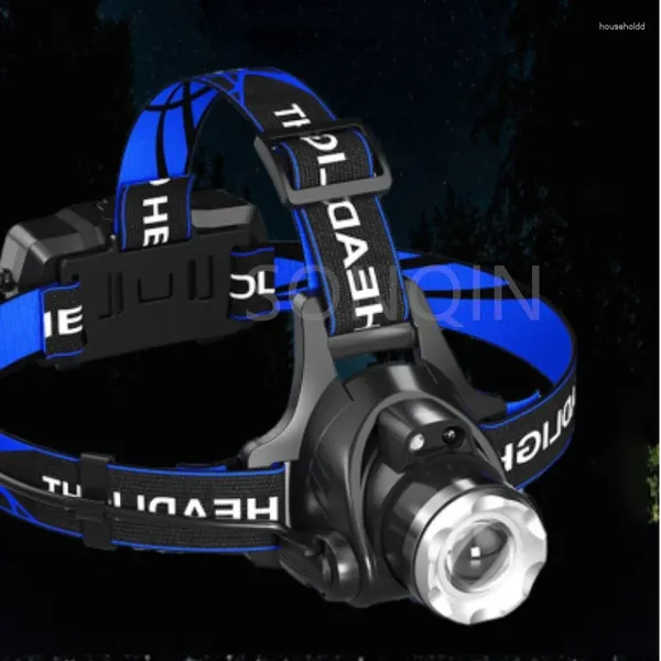 Torcia frontale 3 modalità T6 Lampada frontale a LED Faro da pesca Torcia portatile Sensore ZOOM Ricaricabile Esterna Impermeabile Caccia da campeggio 20W