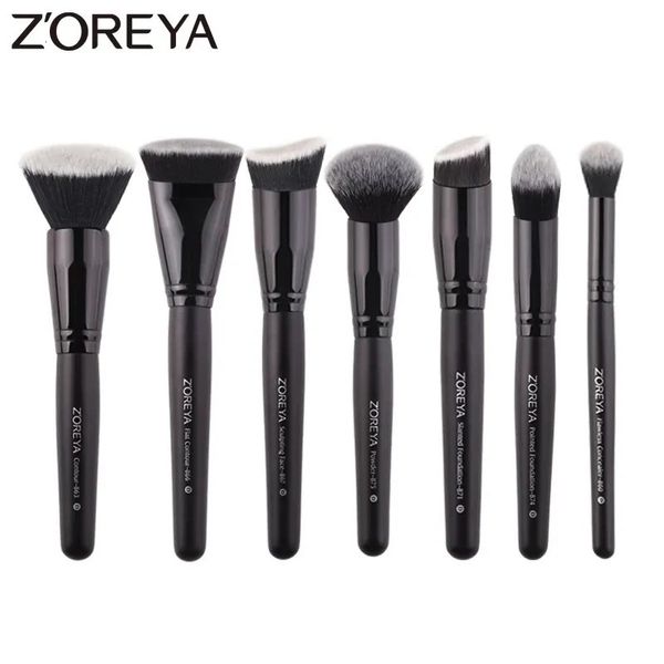 Zoreya preto pincéis de maquiagem conjunto olho rosto fundação cosmética pó blush sombra kabuki mistura compõem escova ferramenta de beleza 240123