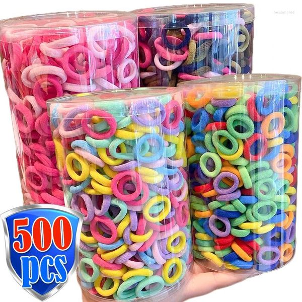 Saç Aksesuarları 500pcs Çocuklar İçin Renkli Bantlar Naylon Scrunchie Ties Rubber Band Çocuk Kız Elastik