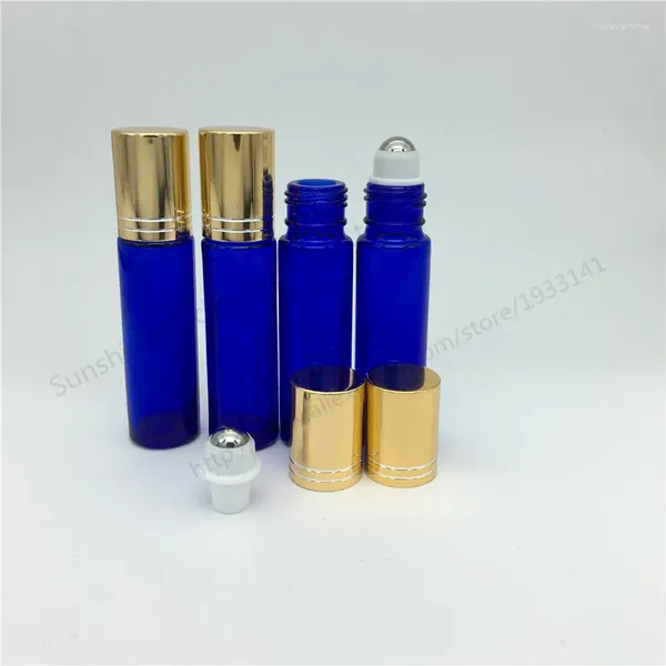 Bottiglie di stoccaggio 50 pz 10 ml Blu Vuoto Riutilizzabile Roll On Per Oli Essenziali Contenitori Deodoranti Con Sfera A Rullo In Acciaio Inossidabile