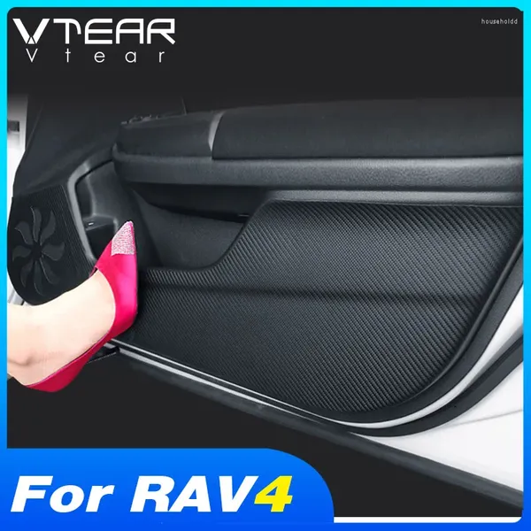 TOYOTA için İç Aksesuarlar Vtear RAV4 2024 Araba Kapısı Anti Kick Pad Koruma Çıkartmaları Karbon Fiber İç Yan Kenar Film