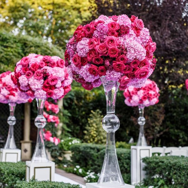 pode vender bola de flores) vaso de acrílico de grandes dimensões buquê de casamento estrada chumbo hotel mesa flor suporte decoração reversível trompete vasos de flores 444