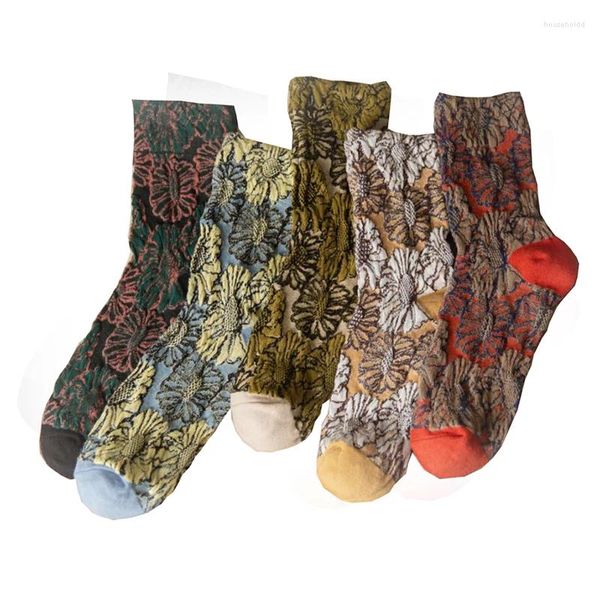 Frauen Socken 3 Paar Nette Harajuku Winter Lange Vintage Kawaii Warme Baumwolle Mode Mädchen Stil Druck Produkte Für 2024