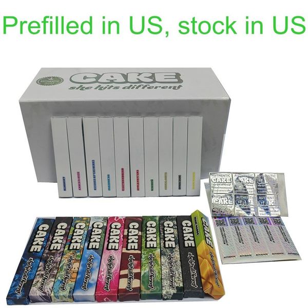 Предварительно заполненные одноразовые электронные сигареты Cake Gen 4th, перезаряжаемые испарители 320 мАч, 1,0 мл, 10 штаммов, со складом в США