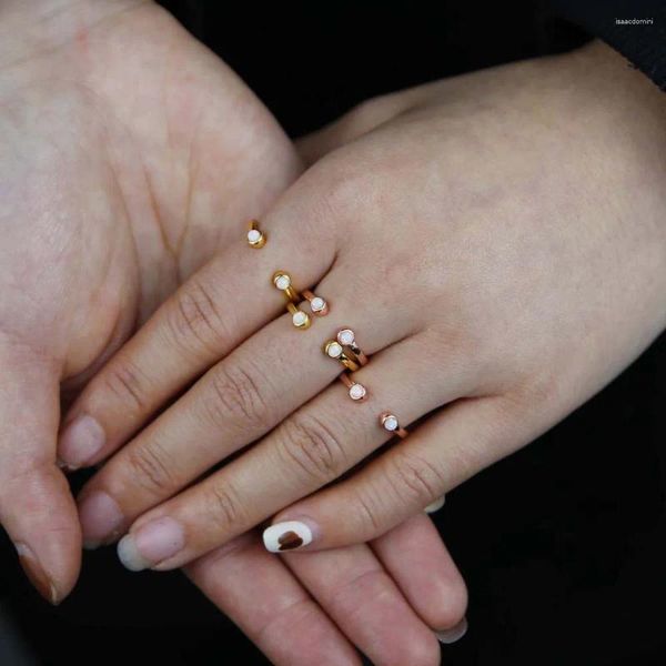 Cluster Ringe Minimal Zarte Opal Knuckle Ring Micro Double Fire Gem Finger für Frauen Hochzeit Verlobung Eröffnung Schmuck