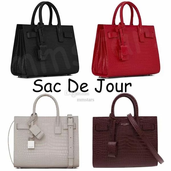 Sac de Jour Bag Nano Größeres Geprägtes Krokodil Glänzendes Leder mit Schloss Handtasche Hardware Tote Frauen Männer Messing Umhängetaschen Füße Pu266d