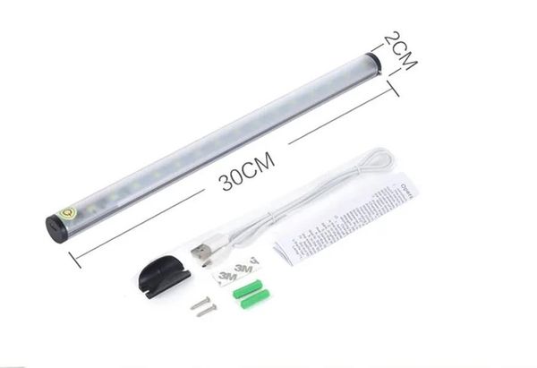 LED dokunmatik sensör mutfak dolabı ışığı DC 5V 15led gardırop dolap vitrini kitaplık beyaz usb şarj lambası ll