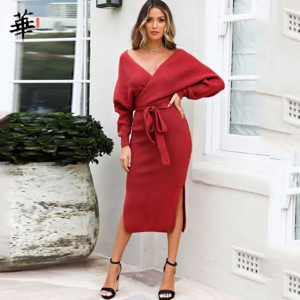 Abiti abiti da lavoro da donna inverno inverno sexy casual manica lunga festa di moda plus size abiti eleganti vintage eleganti per donna femmina