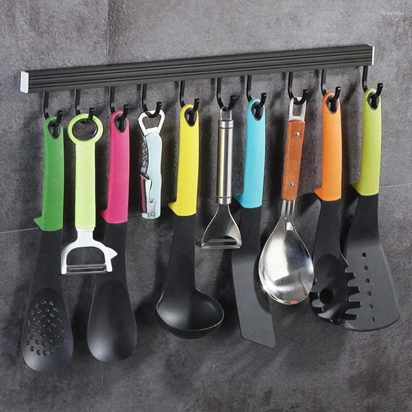 Küche Lagerung Abnehmbare 10 Haken Küchenutensilien Organizer Wand-Löffel Handtuch Halter Lappen Abfluss Rack Schlafzimmer Kleiderbügel Zubehör