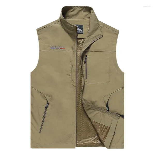 Gilet da uomo Primavera Estate Gilet in rete Molte tasche Uomo all'aperto Sottile multitasche Gilet classico Maschile Pographer Giacca senza maniche 6XL