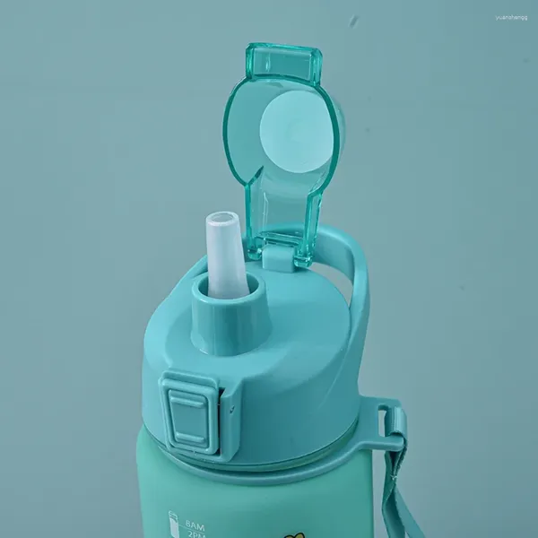 Wasserflaschen 1000 ml tragbare Farbverlaufsflasche BPA-frei auslaufsicheres Sportgetränk mit DIY-Aufkleber Trinkgeschirr für Fitnessstudio im Freien