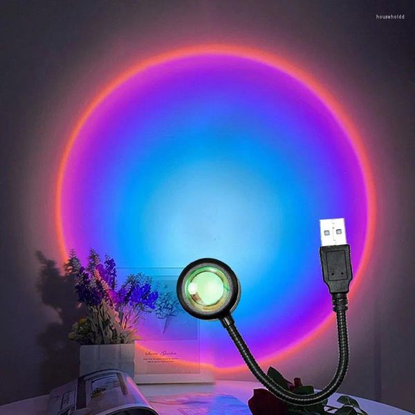 Luzes noturnas atmosfera luz usb mini pôr do sol lâmpada de projeção ao vivo beleza fundo decoração da parede pogal quarto decorar