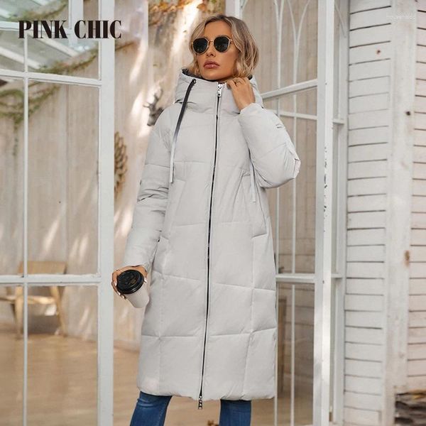 Trench da donna ROSA CHIC 2024 Cappotto invernale da donna Piumini Moda classica calda con lacci con cappuccio lungo casual Parka femminile W8236
