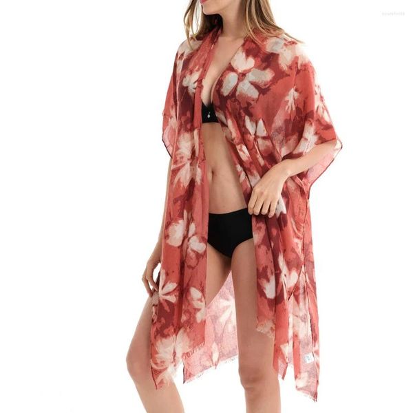 Mulheres Swimwear Boho Cardigan Sundress Mulheres Verão Bohemian Imprimir Beachwear 2024 Senhoras Kimono Femme Bikini Coverup Swimsuit Cover Up
