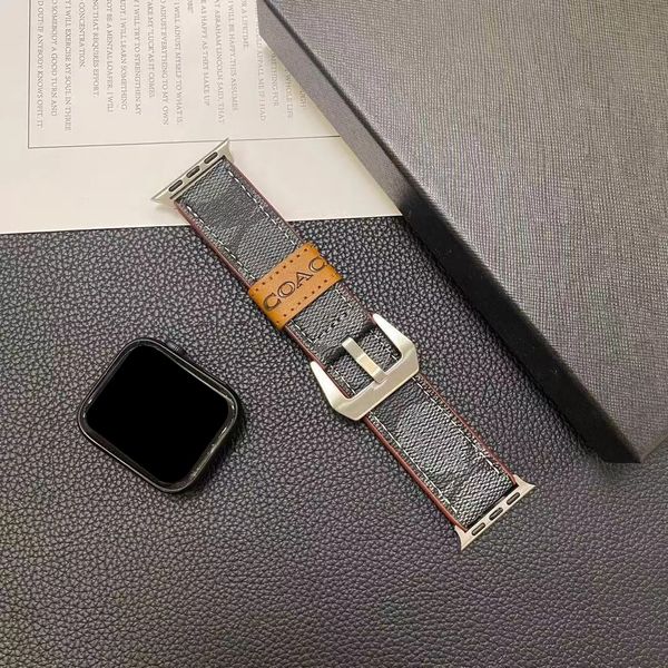 Дизайнерский ремешок для часов Apple Watch Band 38 мм 40 мм 41 мм 42 мм 44 мм 45 мм 49 мм Роскошный дизайн высокого качества Ремешки для часов iWatch 8 7 6 5 4 Кожаный L с коробкой с логотипом Женщина Мужчина