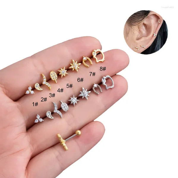 Ohrstecker 1 Stück 20G Edelstahl Piercing Schraube Ohr Knochen Nägel für Frauen Schnurrbart Zirkon Mädchen süßes Geschenk