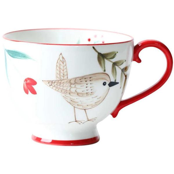 Canecas estilo nórdico retro pintado à mão caneca de café de cerâmica teacup casa café da manhã copos de leite animal copo de água 210827 gota entrega home gar dhcvh