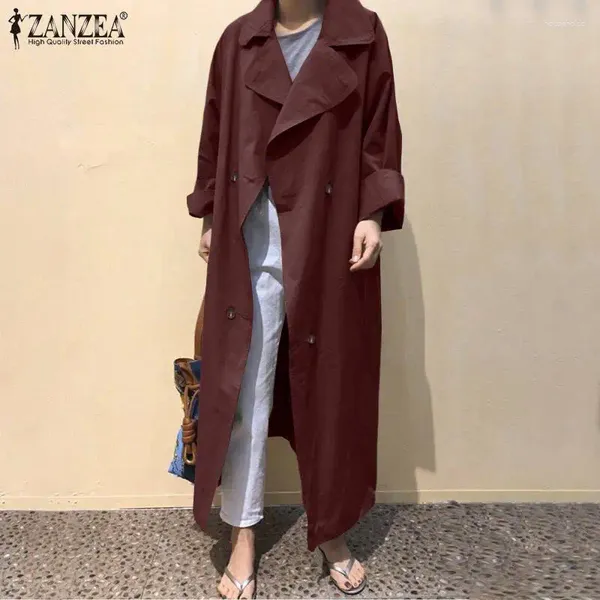 Damenjacken Mode Windjacke ZANZEA Frauen Herbst Langarm Casual Revers Halsmantel Lose Feste Dünne Outwear 2024