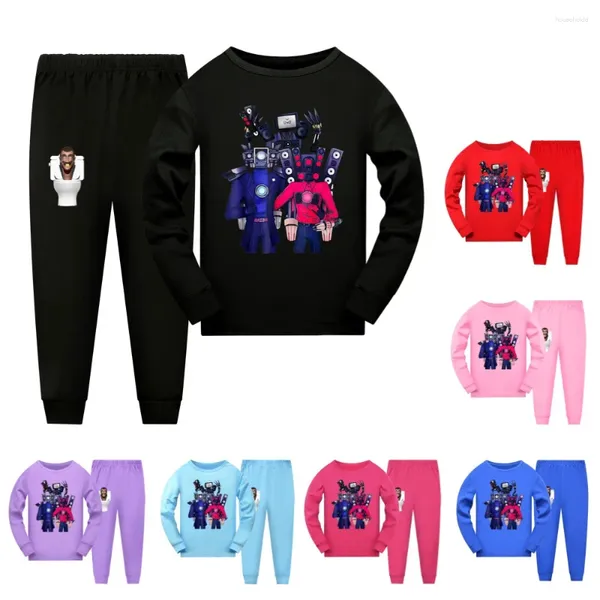 Set di abbigliamento Gioco Skibidi Toilet T Shirt Bambini Titan Speakerman TV Camera Uomo Pigiama Ragazzi Manica lunga Indumenti da notte Neonate Pigiama