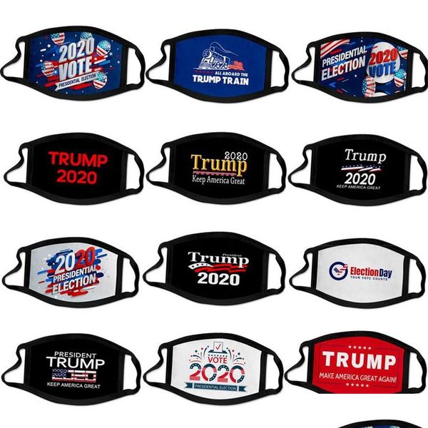 Parteimasken US Stock Wahl Trump Kampagne Designer Gesichtsmaske Wiederverwendbare schwarze Masken Drucken Schutz Anti-Staub-Mund Er Drop Lieferung Dhrlf