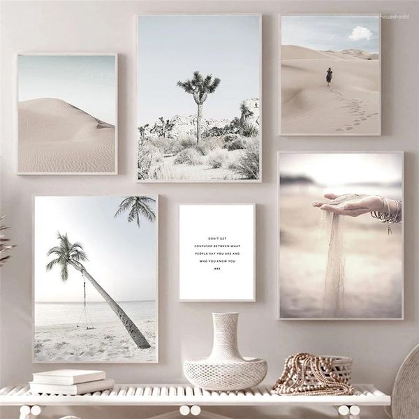 Pinturas Modern Cenário Imagem Home Design Wall Art Canvas Pintura Nordic Sandy Beach Desert Paisagem Pôsteres e Impressões para Quarto