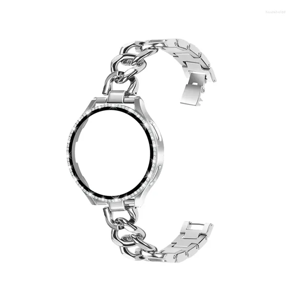 Cinturini per orologi Bracciale con custodia Bling per Samsung Galaxy 4 5 6 40mm 44mm Cinturino in metallo con cinturino a catena per protezione schermo