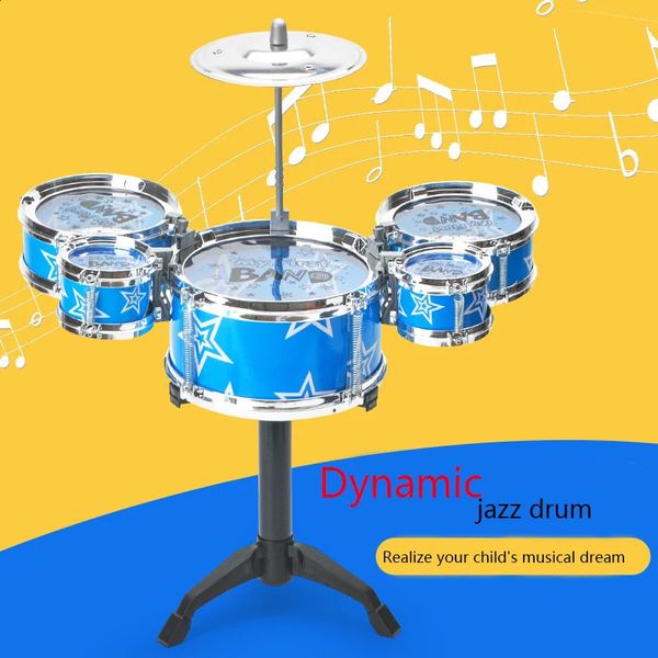 Simulazione Musica per batteria jazz con 5 set di batteria Strumenti musicali Giocattoli Bastoncini per piatti Set di roccia Giocattolo per strumenti a mano 240124