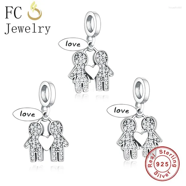 Lose Edelsteine FC Jewelry passend für Original-Charm-Armband aus 925er-Sterlingsilber, Paar, Bruder, Schwester, Liebe für immer, Perle für die Herstellung von Berloque