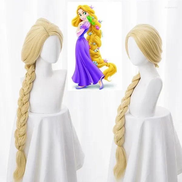 Party Supplies Tangled Princess 120 cm lange gerade blonde Super-Cosplay-Perücke, Rapunzel-Kunsthaar, Anime-Kappe