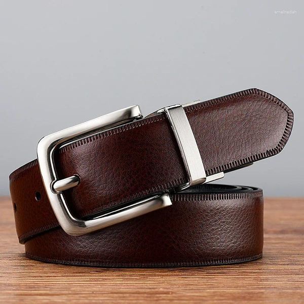 Cinture Design Cintura da uomo in vera pelle Nero Marrone Due in uno Doppio lato Cinturino da uomo di alta qualità di lusso per pantaloni Jeans