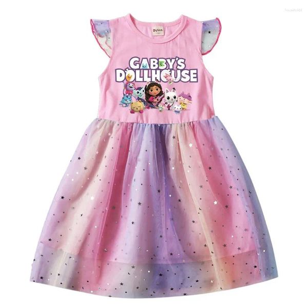 Mädchen Kleider Sommer Gabbys Puppenhaus Kleid für Baby Kleidung Katze Tastic Kid Up Spitze Druck Cartoon Party Kleid Kinder Tunika