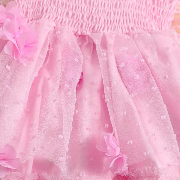 Mädchenkleider Born Infant Baby Mädchen ärmellose Träger Tube Top Blumen Schmetterling Tutu Rüschen Prinzessin Mesh Kleid Strampler