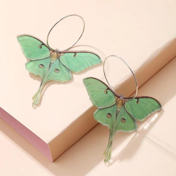 Baumelnde Ohrringe Actias Ruhende Pose Grüne Saturnmotte REPLIK Geschenke für Frauen Mädchen